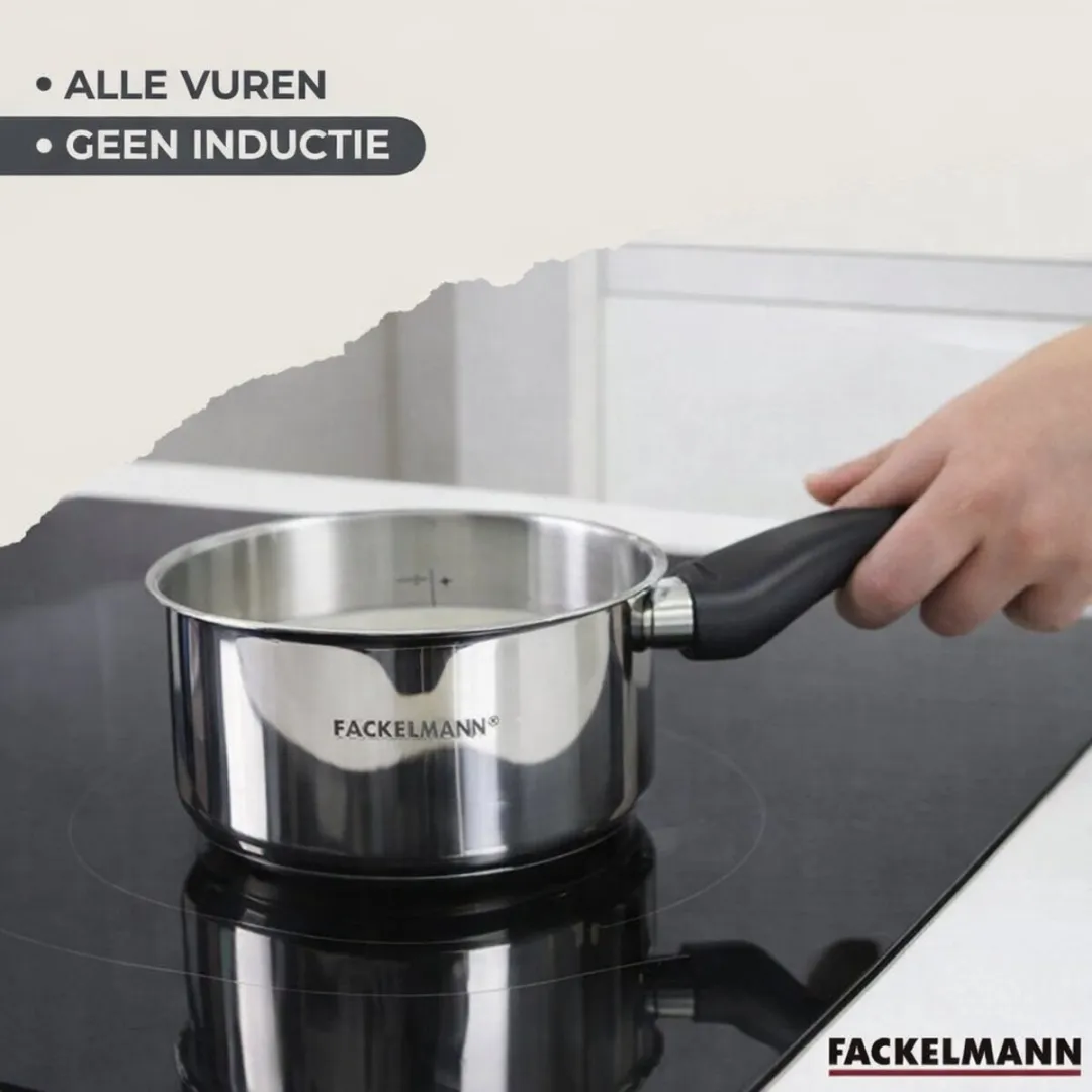 Fackelmann Steelpan 12cm - Roestvrij staal - Zwart/Grijs