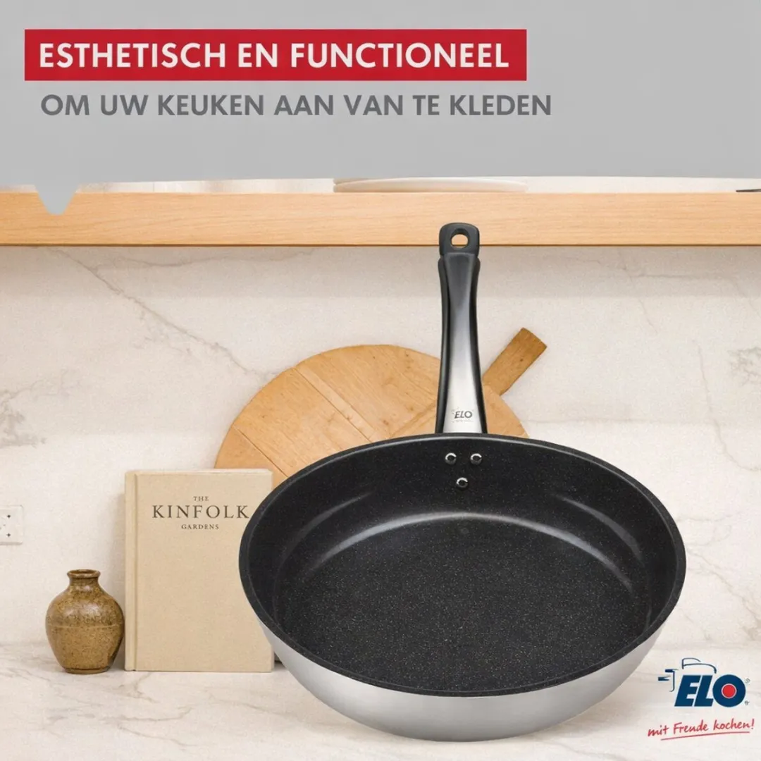 Fackelmann Elo 9804350 Koekenpan RVS 24cm - Glas deksel