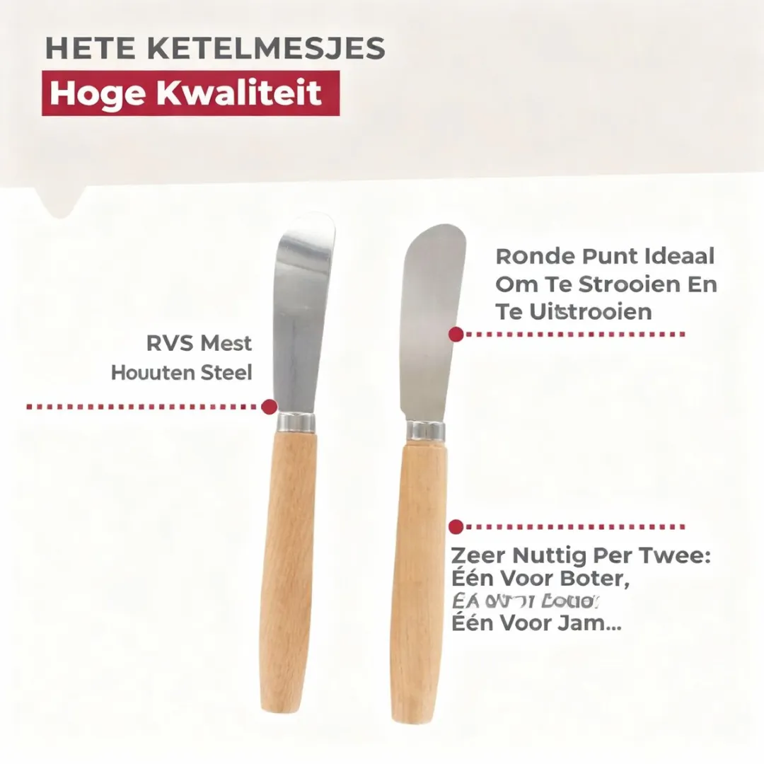 Fackelmann 40908 Botermessen Set - 2 Stuks - Hout & Roestvrij Staal
