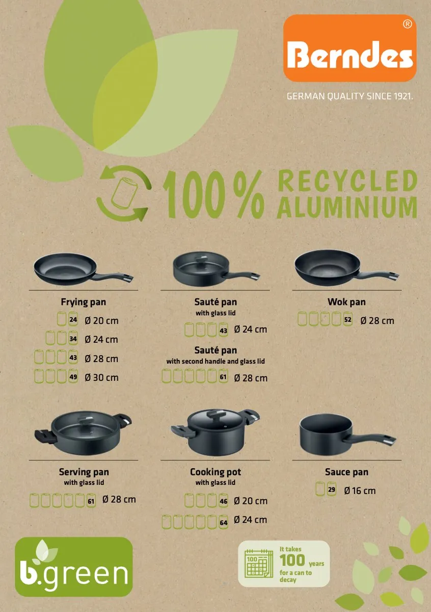 Berndes - B.Green - Wokpan - 28 cm - Gerecycled Aluminium - Zilver