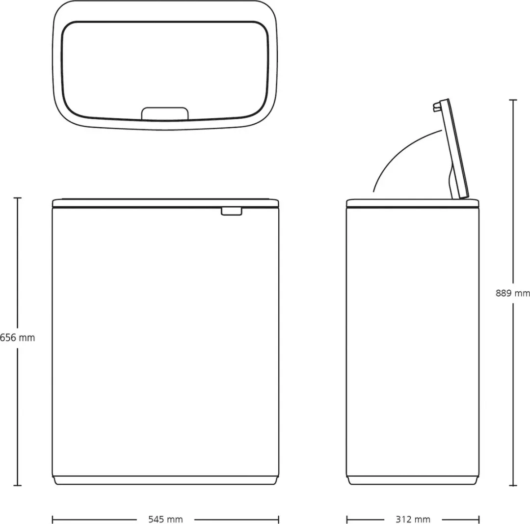 Brabantia Bo Touch Bin Prullenbak 60L - 1 Vak - Platinum