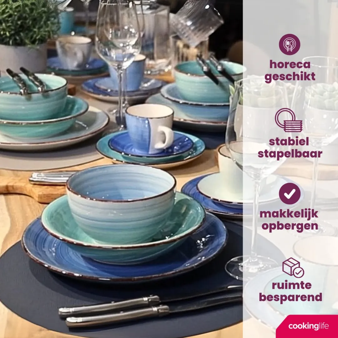 Cookinglife Mok Delice Blue - 6 Stuks 350ml - Aardewerk