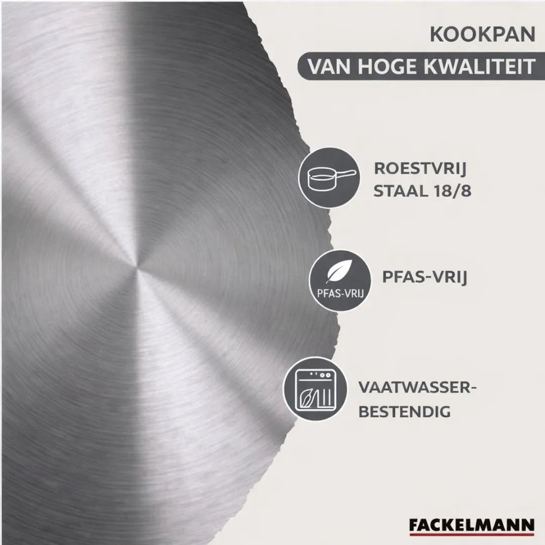 Fackelmann Genève Set Kookpannen 16/20/24cm + 20cm Pan - Roestvrij staal/Zwart