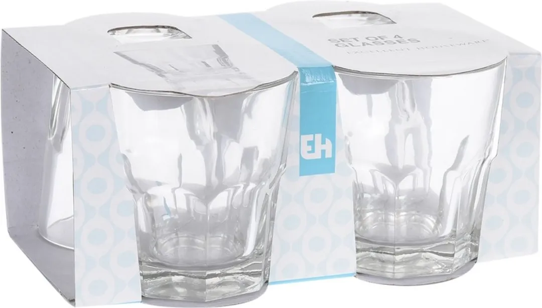 Excellent Houseware Waterglazen 250ml - 4 Stuks