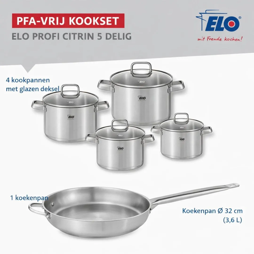 Fackelmann Elo Profi Keukenset 9501050 - 5-delig - Inductie - Roestvrij staal