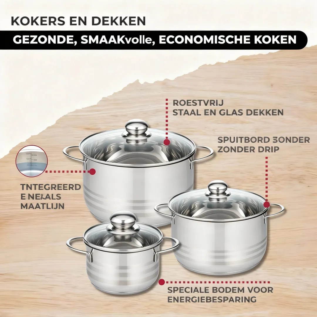 Fackelmann Kookset 9354050 - 5 Pannen + 6 Keukengerei - Roestvrij staal - afbeelding 6 van 6