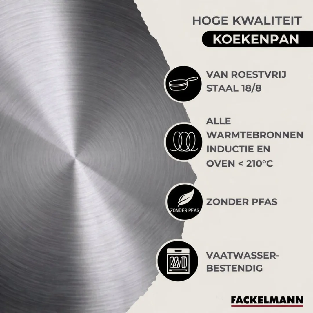 Fackelmann Kookset 9354050 - 5 Pannen + 6 Keukengerei - Roestvrij staal