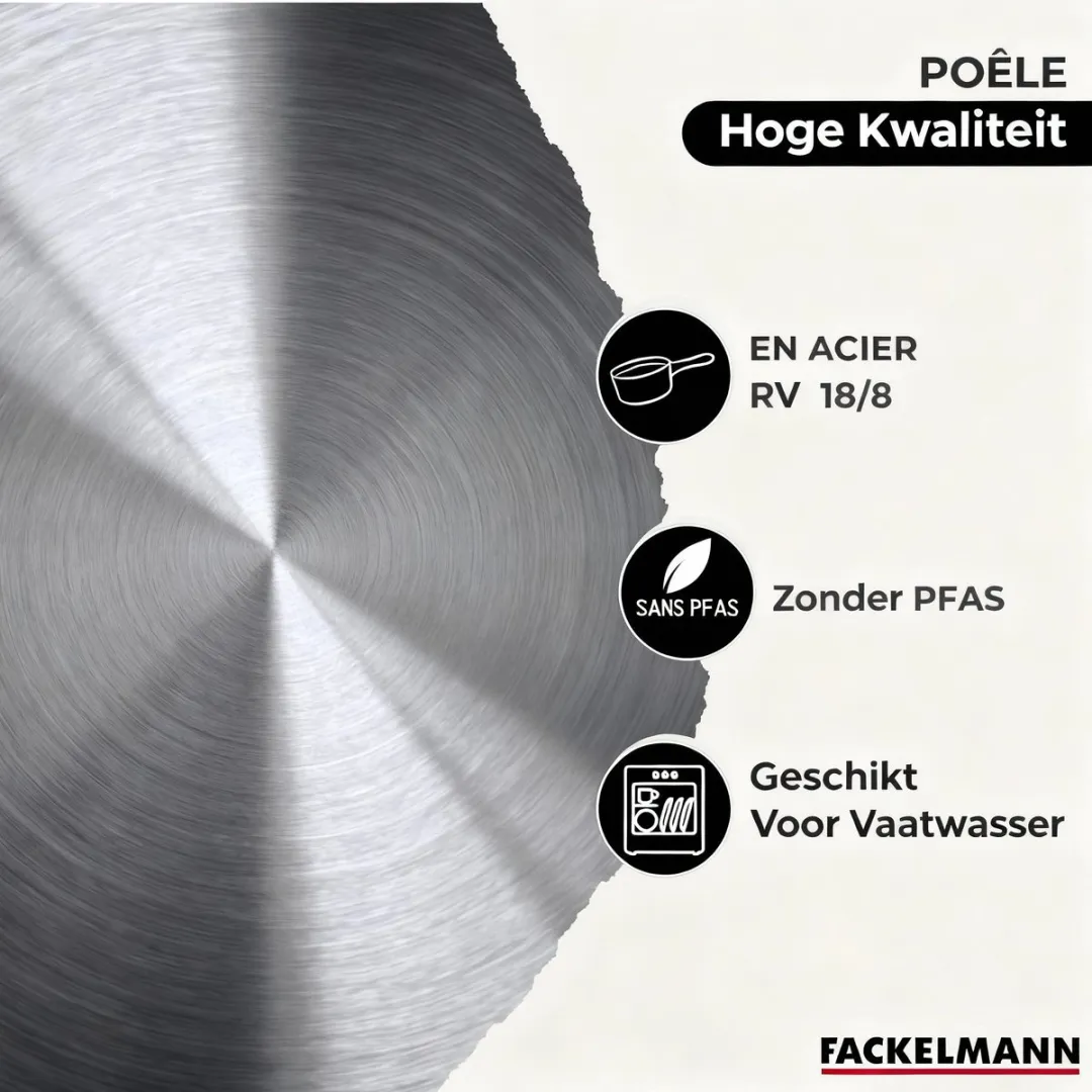 Fackelmann Set van 3 Pannen 20/24/28cm - RVS - Inductie