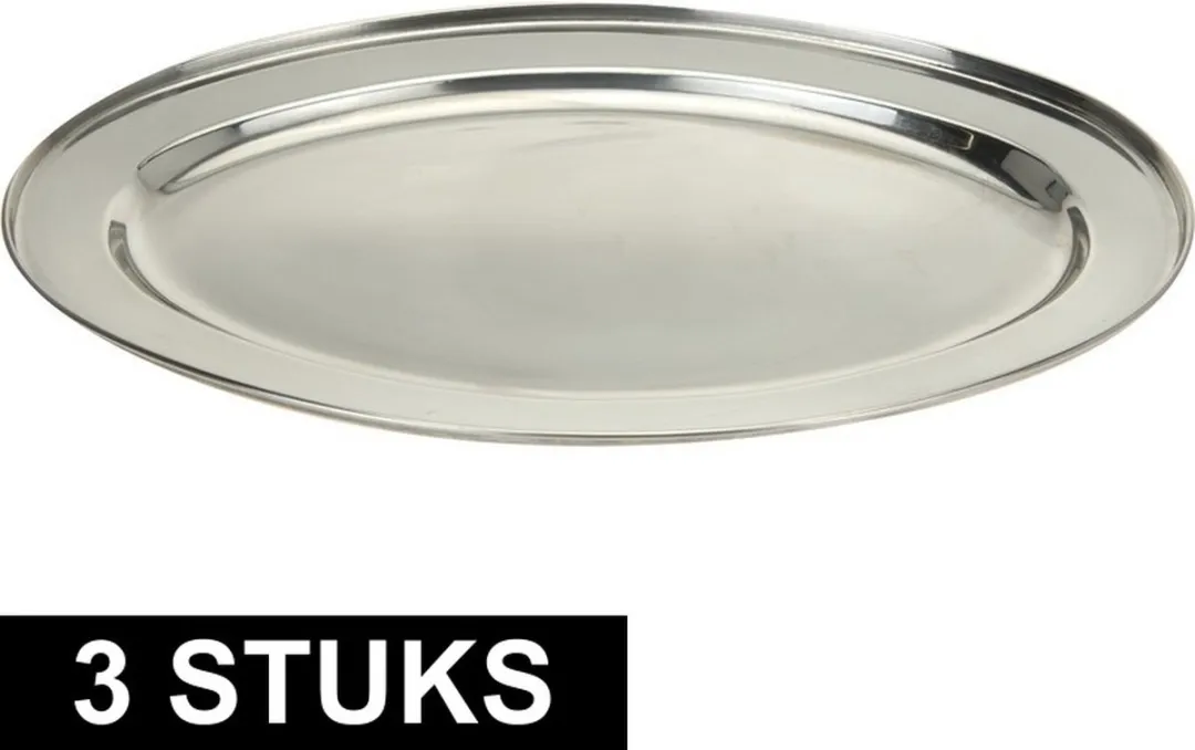 Excellent Houseware Barbecueschaal RVS - 3 Stuks 35x21cm