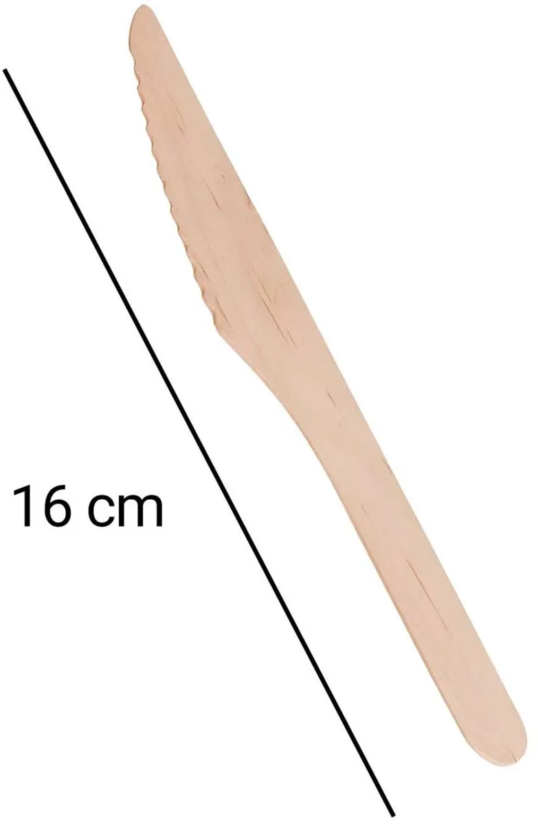 Alpina Houten eetmessen - 16 cm - Set van 50 stuks - Perfect voor barbecues