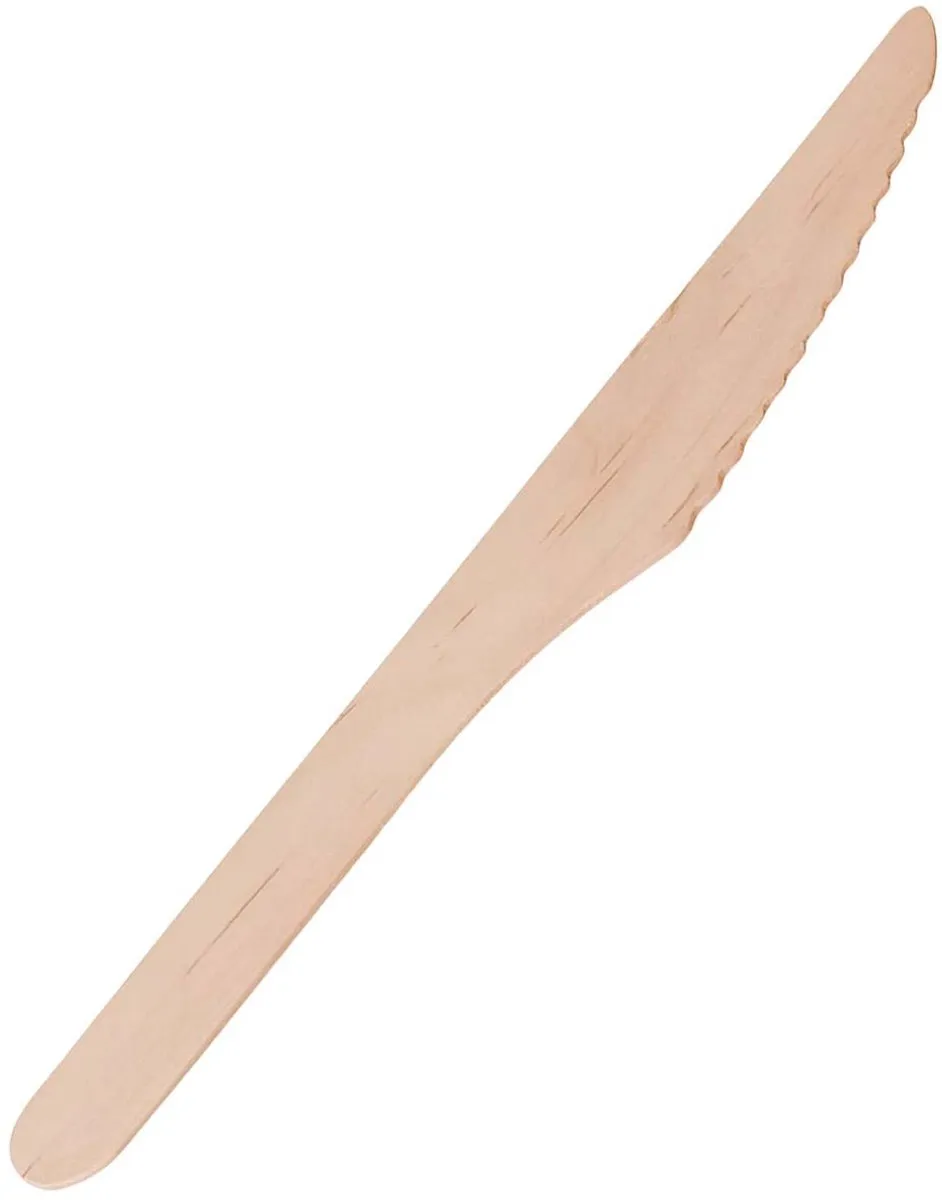 Alpina Houten eetmessen - 16 cm - Set van 50 stuks - Perfect voor barbecues