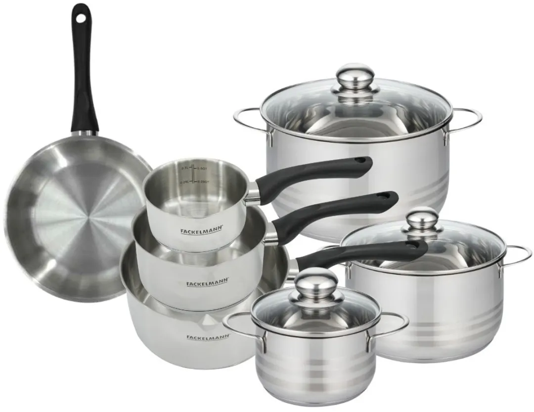 Fackelmann 9356850B88 Kookset - 7 Pannen - 12-24cm - Roestvrij staal
