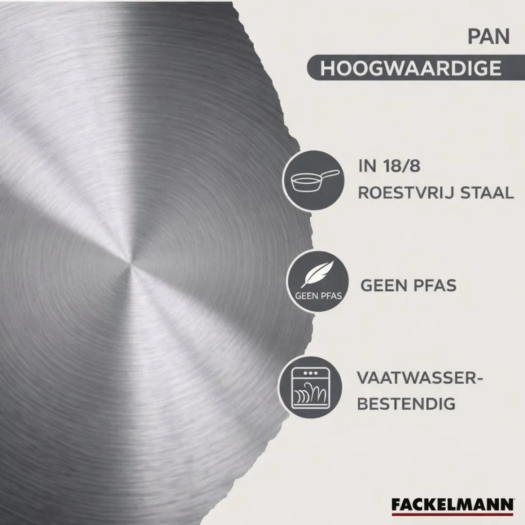 Fackelmann 9358150B88 Keukenset - 2 Pannen + 3 Steelpannen + 3 Braadpannen - Roestvrij staal