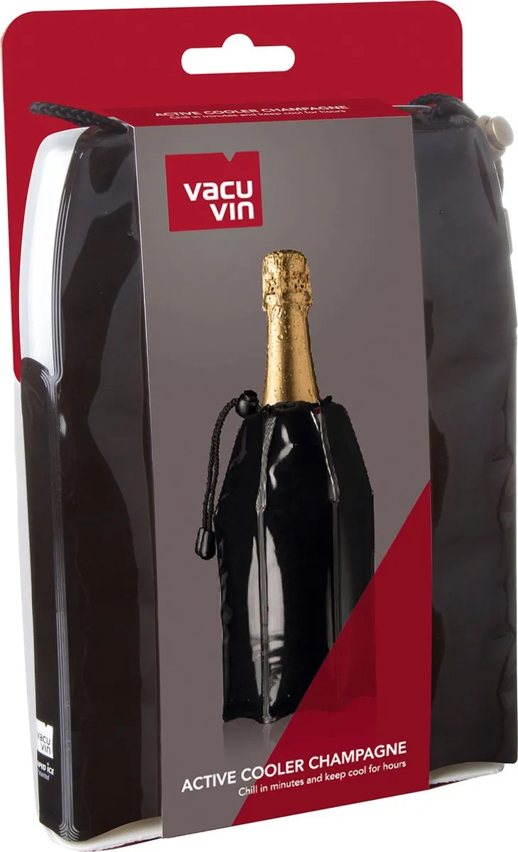 VacuVin Champagnekoeler Active 1L - 15,5x21,5cm - Zwart