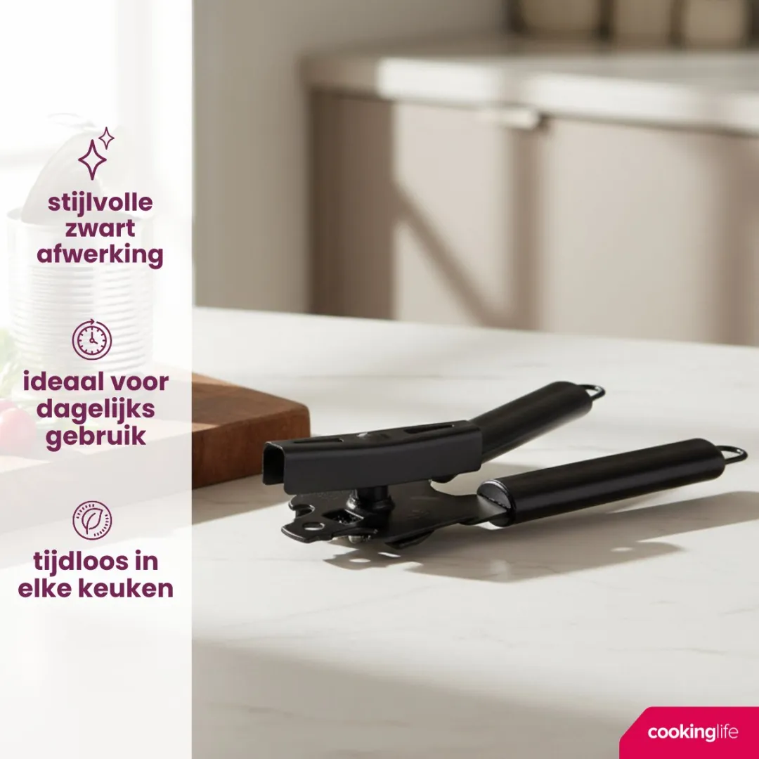 Cookinglife Handblikopener RVS - 22 cm - Zwart