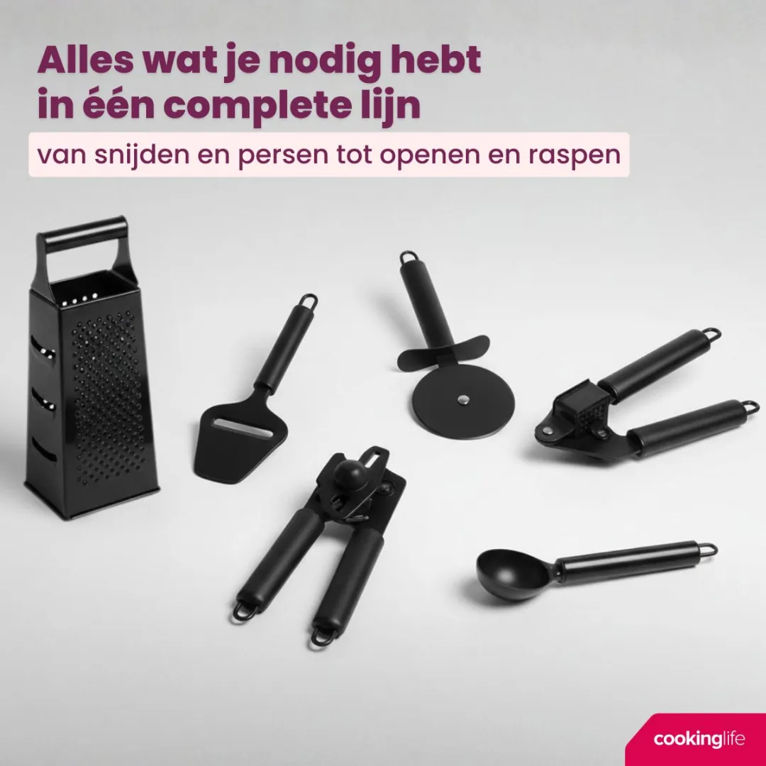 Cookinglife Handblikopener RVS - 22 cm - Zwart