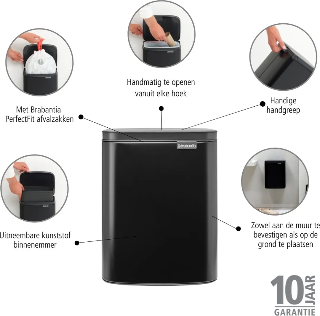 Brabantia Bo Prullenbak 7L Matt Black