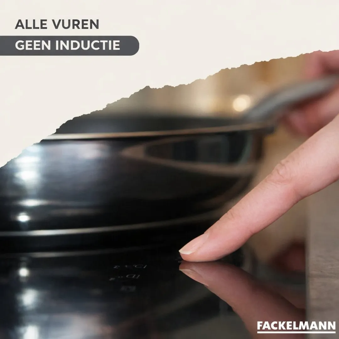Fackelmann Genève Set RVS Kookpotten & Pannen 16/20/24cm - 5 Stuks - Zwart