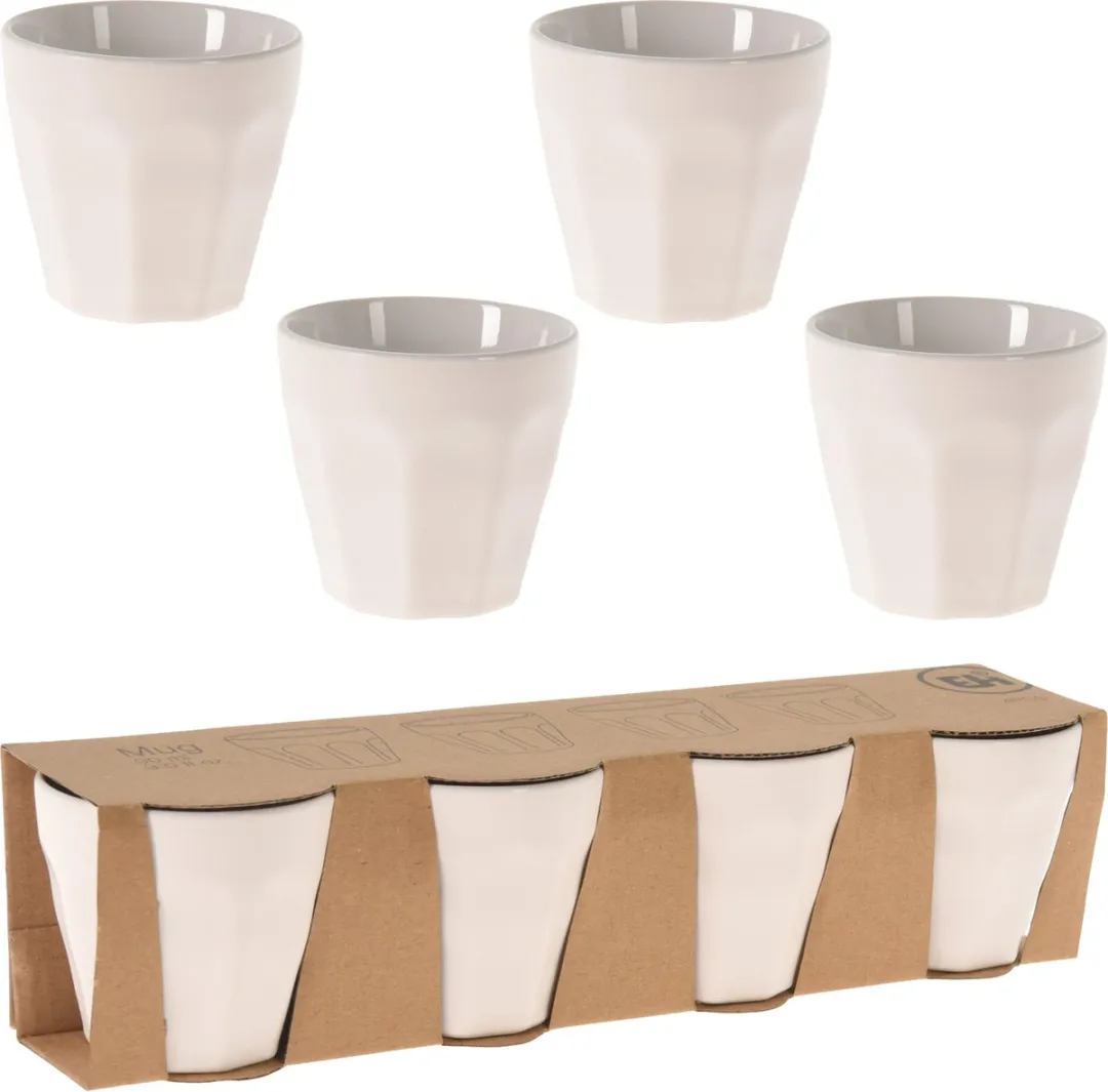 Excellent Houseware Espressokopjes 4 Stuks - 90ml - Wit