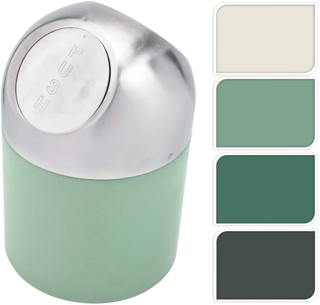 Excellent Houseware Mini Prullenbakje 1.3L - Groen/Zilver