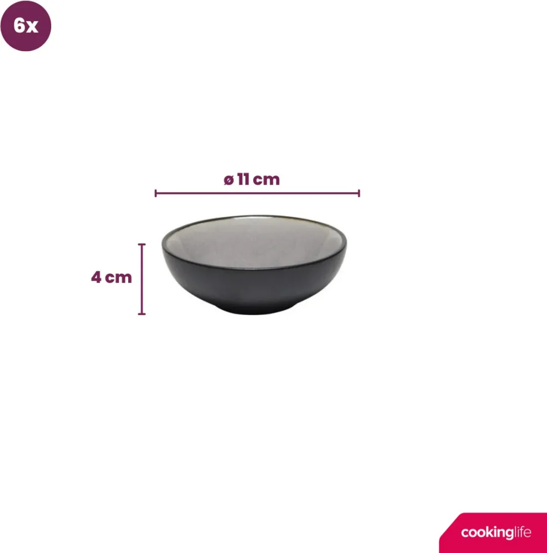 Cookinglife Dipschaaltjes Nola - 6 Stuks Ø11cm - Grijs