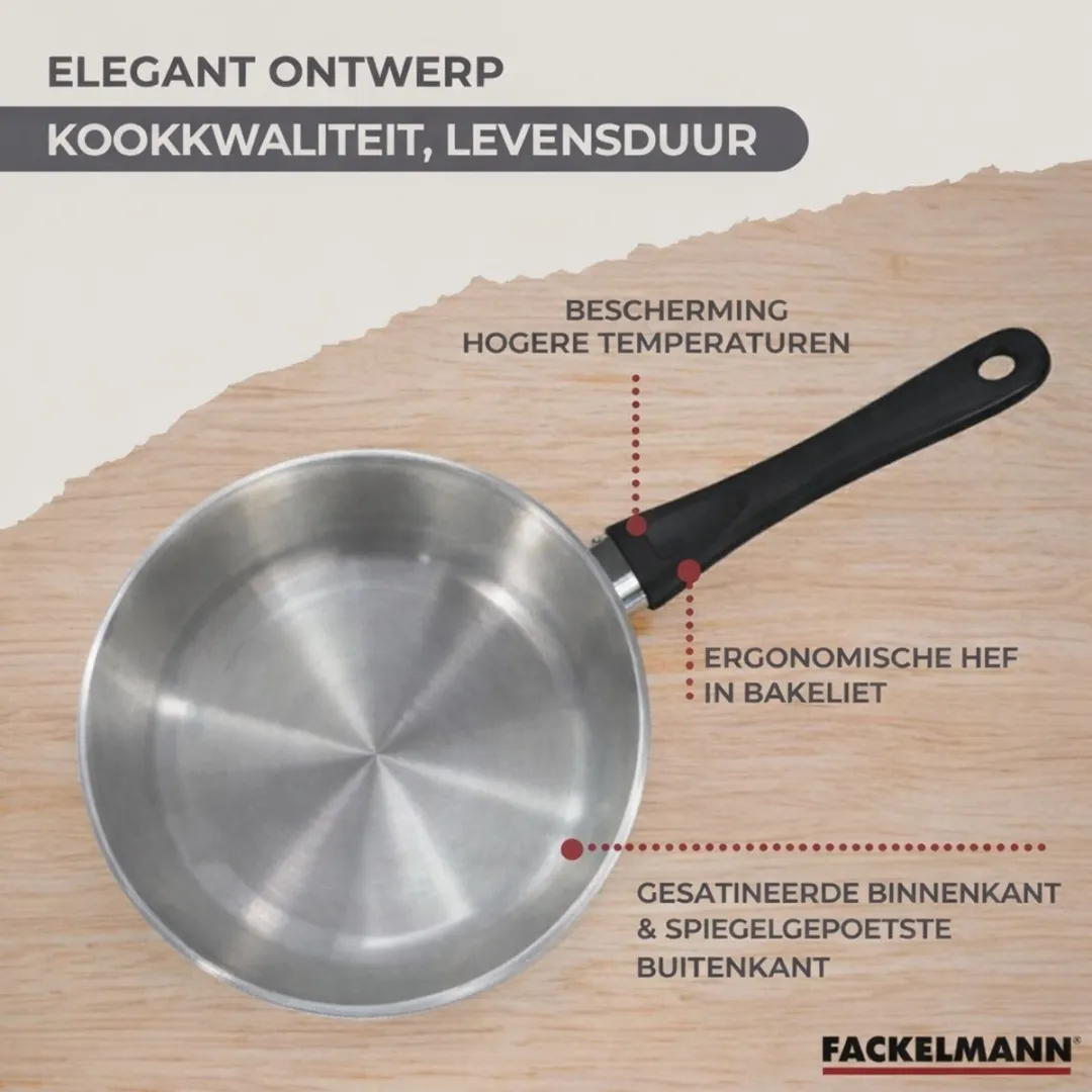 Fackelmann 9357250 Set Pannen - 20/28cm + 12/16/20cm Steelpannen + 16/20/24cm Braadpannen - Roestvrij staal