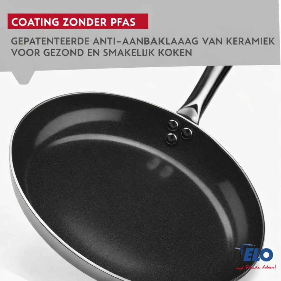 Fackelmann Elo 9803750 Set van 2 Aluminium Pannen - 32cm - Zwart/Grijs