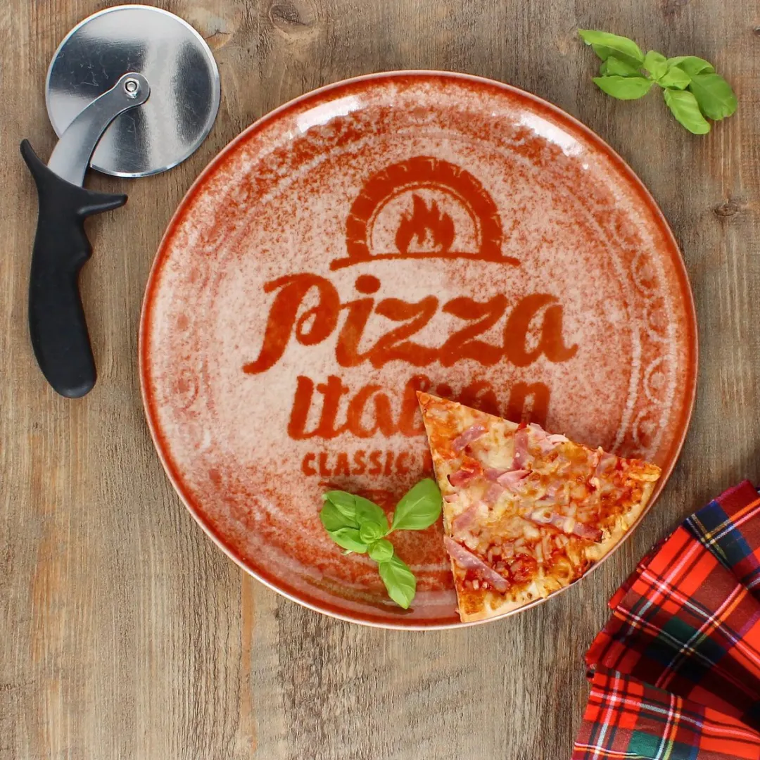 HENDI Pizzabord - Geglazuurd Porselein Ø33cm - Baksteenrood