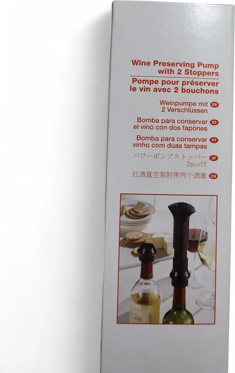 Trudeau Set 5x Wijnaccessoires Vacuumpomp - Wijn Schenktuit - Wijnkoeler - Wijnglas Markers - Wijnstopper