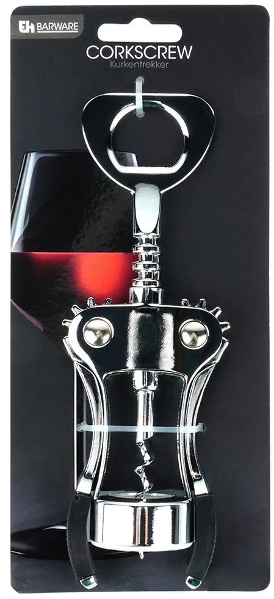 Excellent Houseware - Wijnkorktrekker - 19,5 cm - Metaal - Zilver