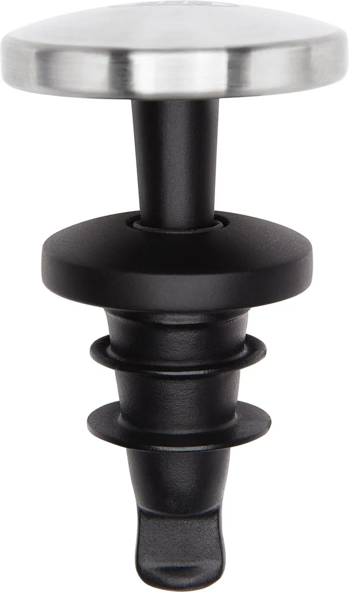 OXO SteeL Wijnflesstop 3113600 - 2 Stuks - Zwart/Zilver