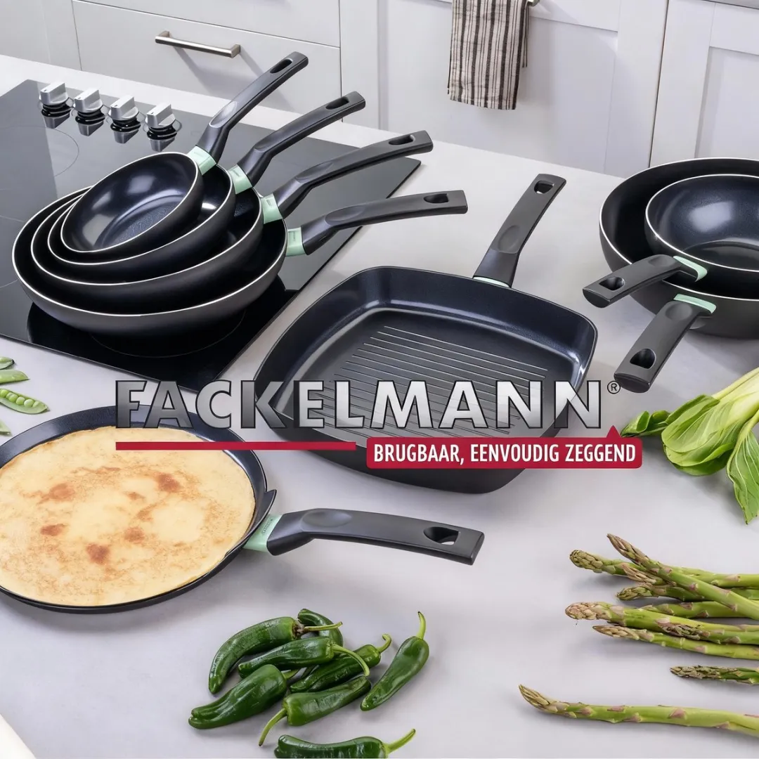 Fackelmann Wokset 20-28cm - 2 Stuks - Zwart/ Groen