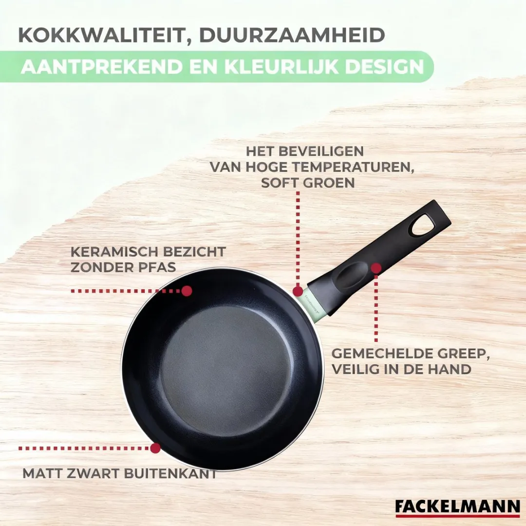 Fackelmann Wokset 20-28cm - 2 Stuks - Zwart/ Groen