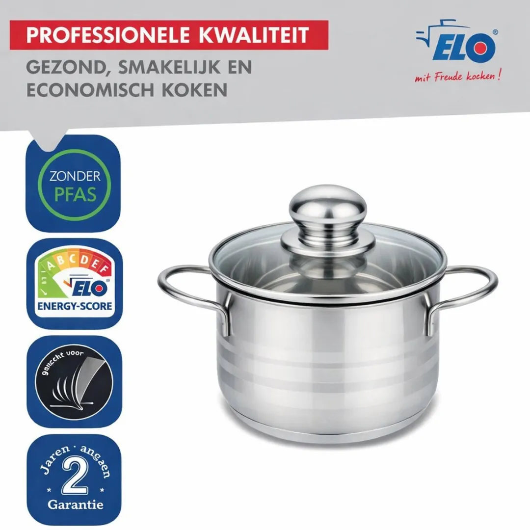 Fackelmann Elo 9801850 Inductie Kookpan Set - 12/14cm - RVS - Grijs