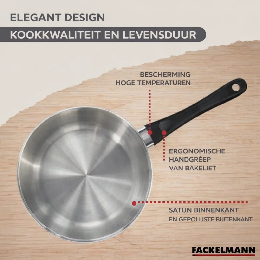 Fackelmann 9354250B88 Kookset 3 Pannen 16/20/24cm - Roestvrij staal - Zwart