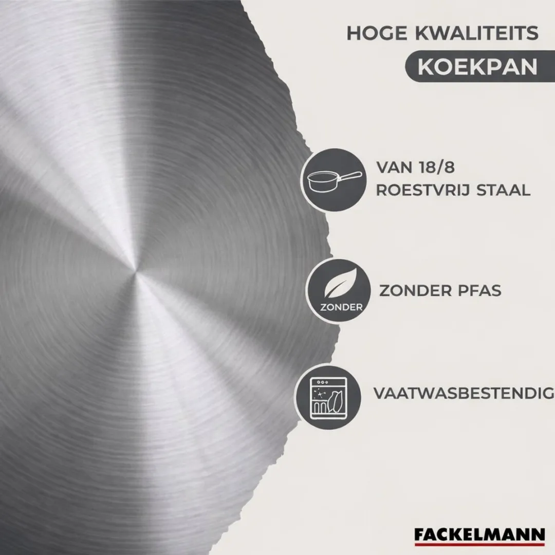 Fackelmann 9354250B88 Kookset 3 Pannen 16/20/24cm - Roestvrij staal - Zwart