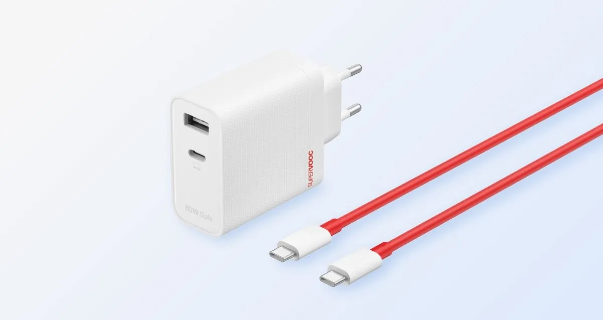 OnePlus SUPERVOOC 80W Dual Ports GaN Power Adapter - 2x USB - Wit