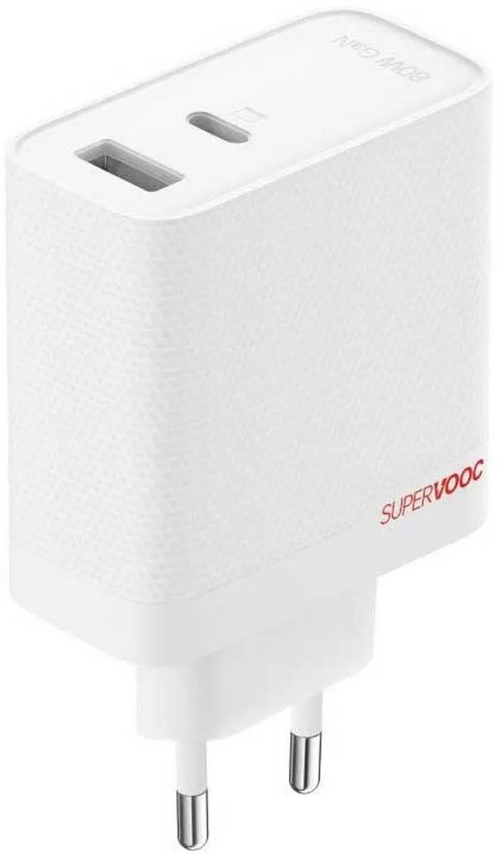 OnePlus SUPERVOOC 80W Dual Ports GaN Power Adapter - 2x USB - Wit