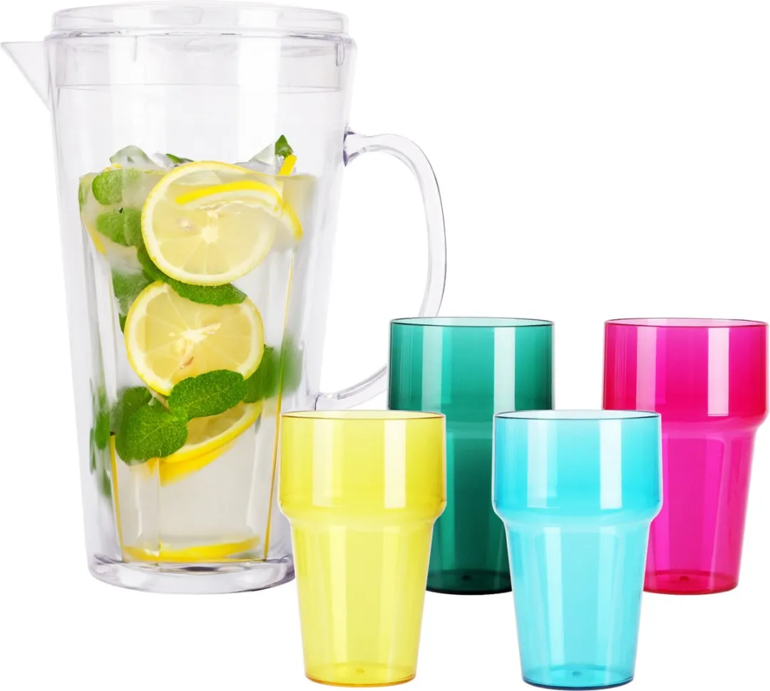 Excellent Houseware Waterkan met 4 Bekers 2.2L - MPN 1340610 - Kleurenmix