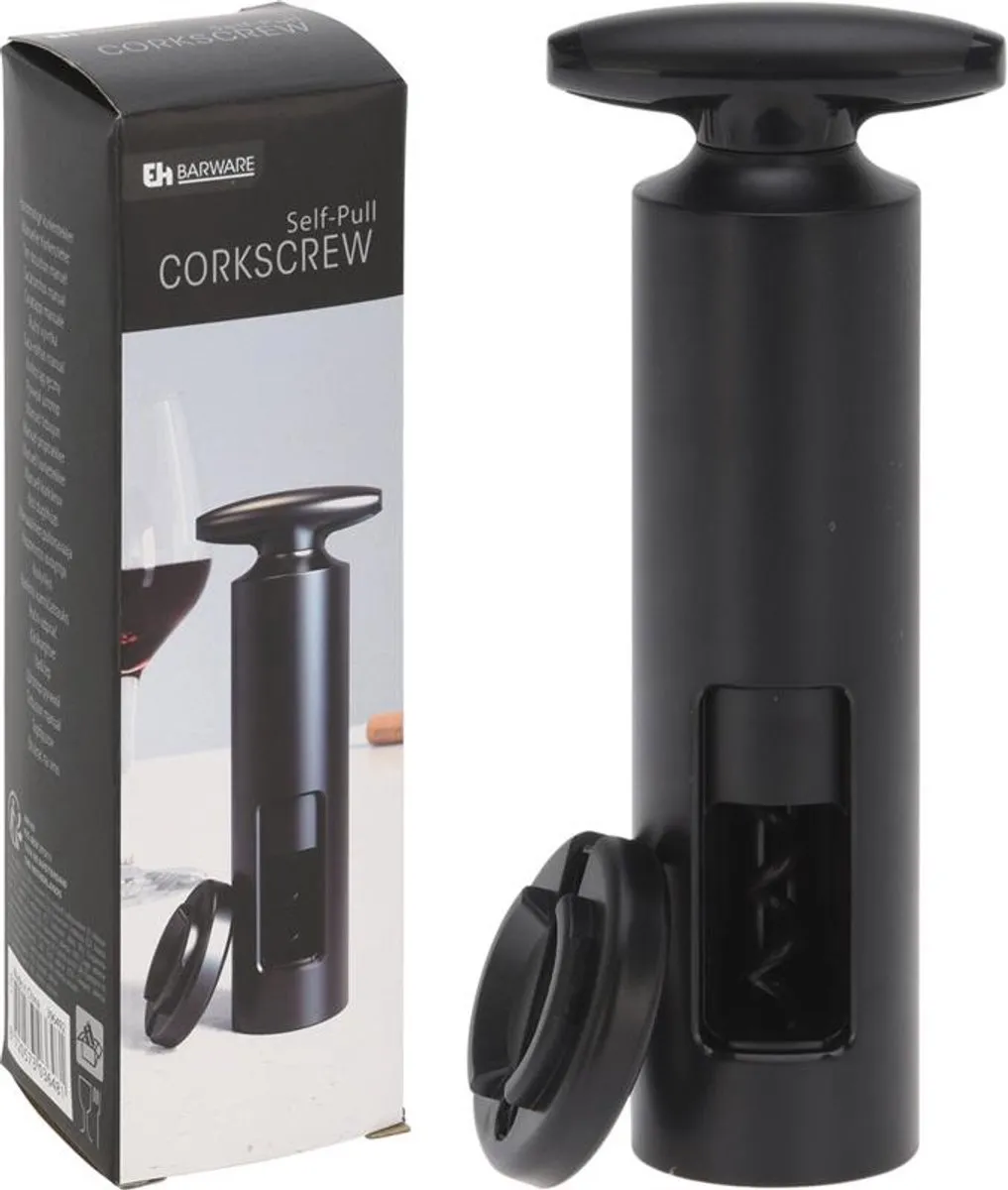 Excellent Houseware Wijnflesopener - Zwart - incl. folie snijder