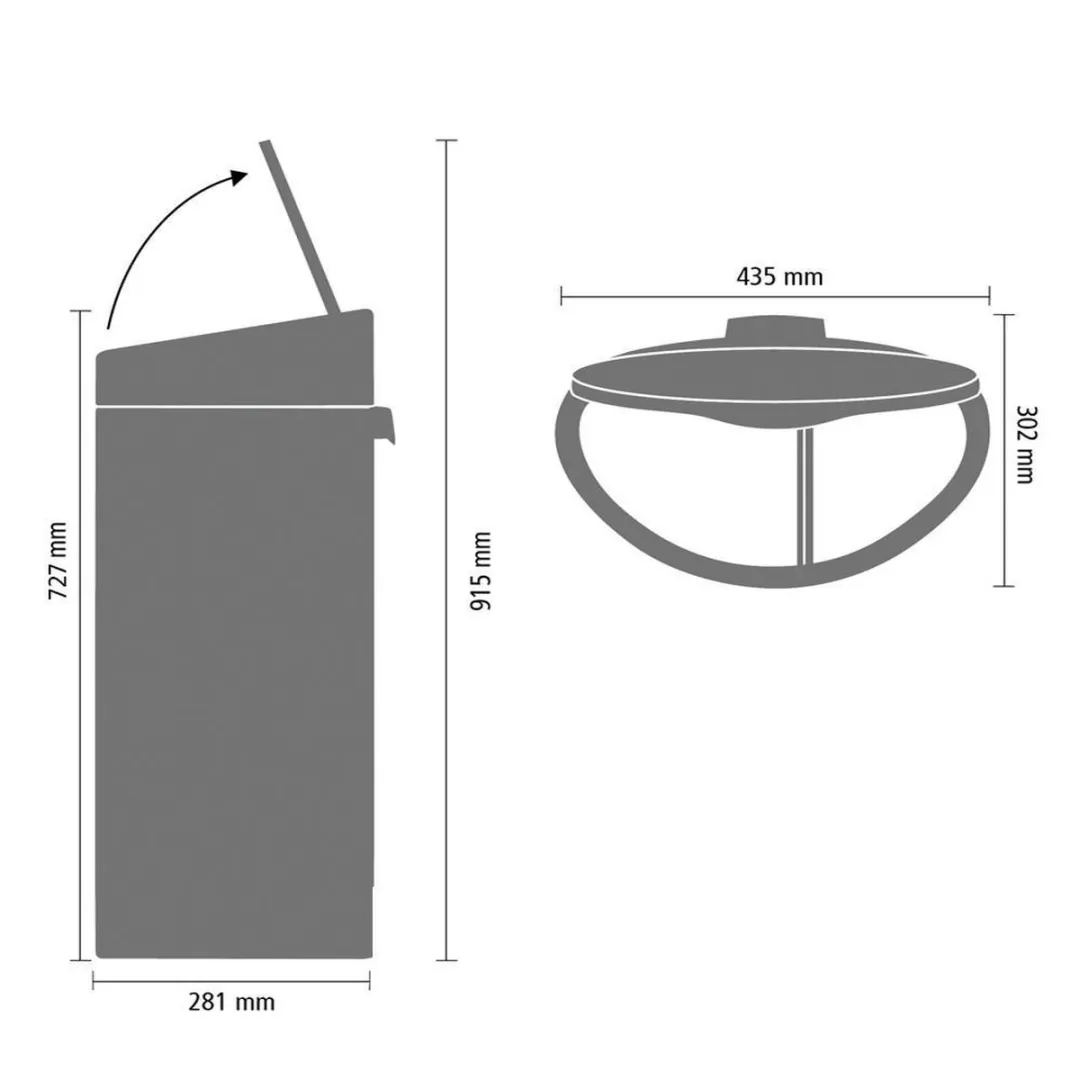 Brabantia Touch Bin Prullenbak 33L - 2 Vakken - Platinum