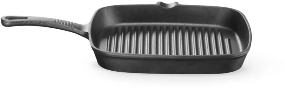 HENDI Grillpan Gietijzer 23cm - Ribbels & Schenktuit - Zwart