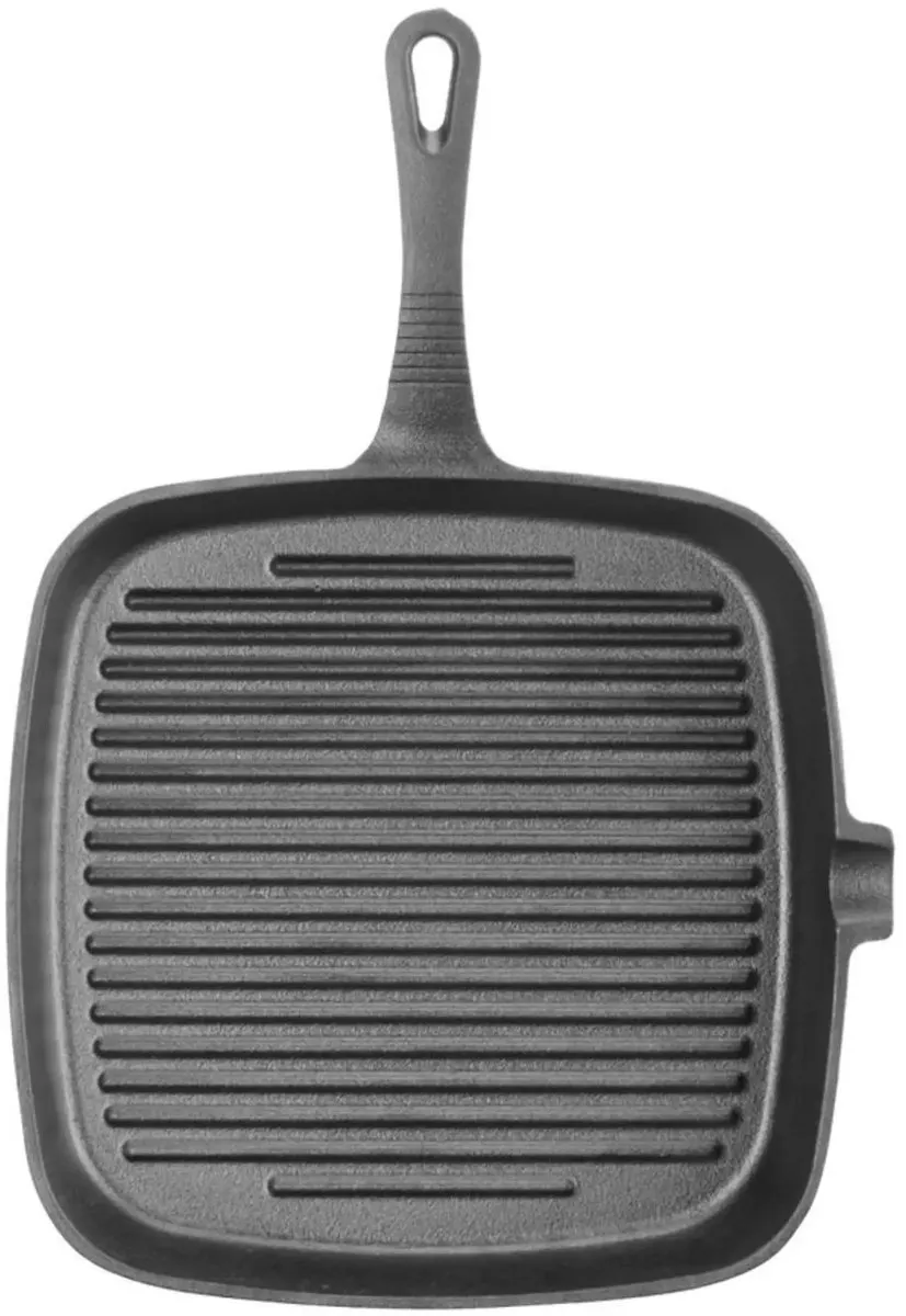 HENDI Grillpan Gietijzer 23cm - Ribbels & Schenktuit - Zwart
