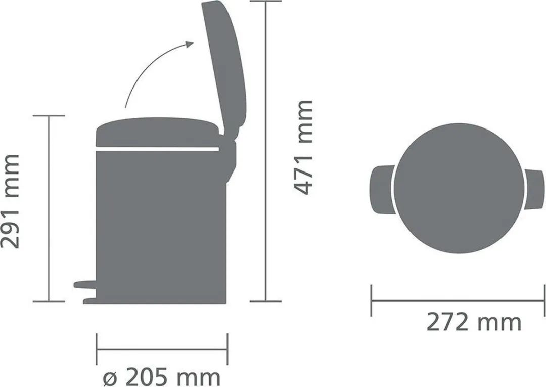 Brabantia NewIcon Prullenbak 5L Matt Steel Fingerprint Proof