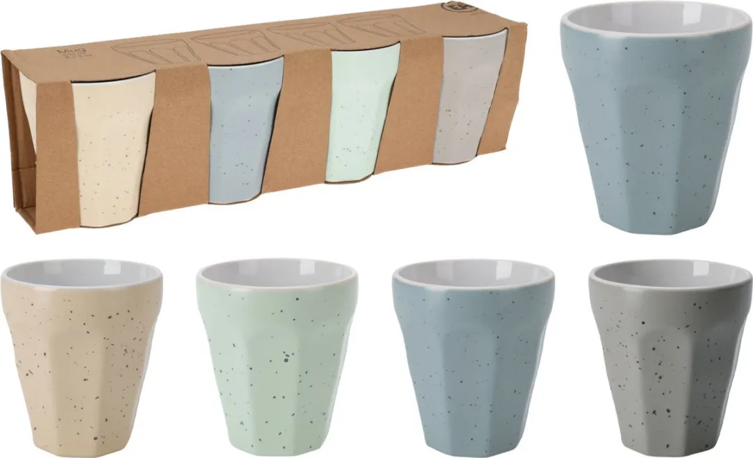 Excellent Houseware Thee/Koffie Mokken Set 8 Stuks - 250ml - Porselein - Multi