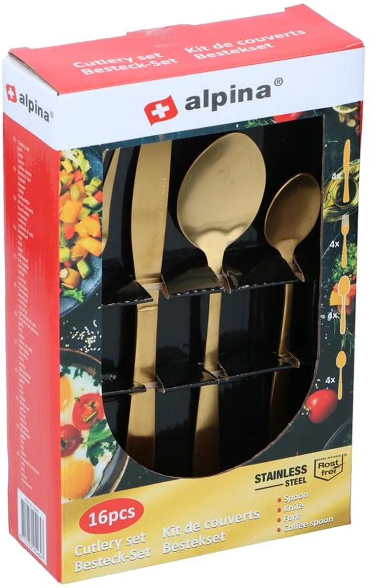 Alpina Bestekset 16-delig - 6 Personen - Goud - afbeelding 6 van 6