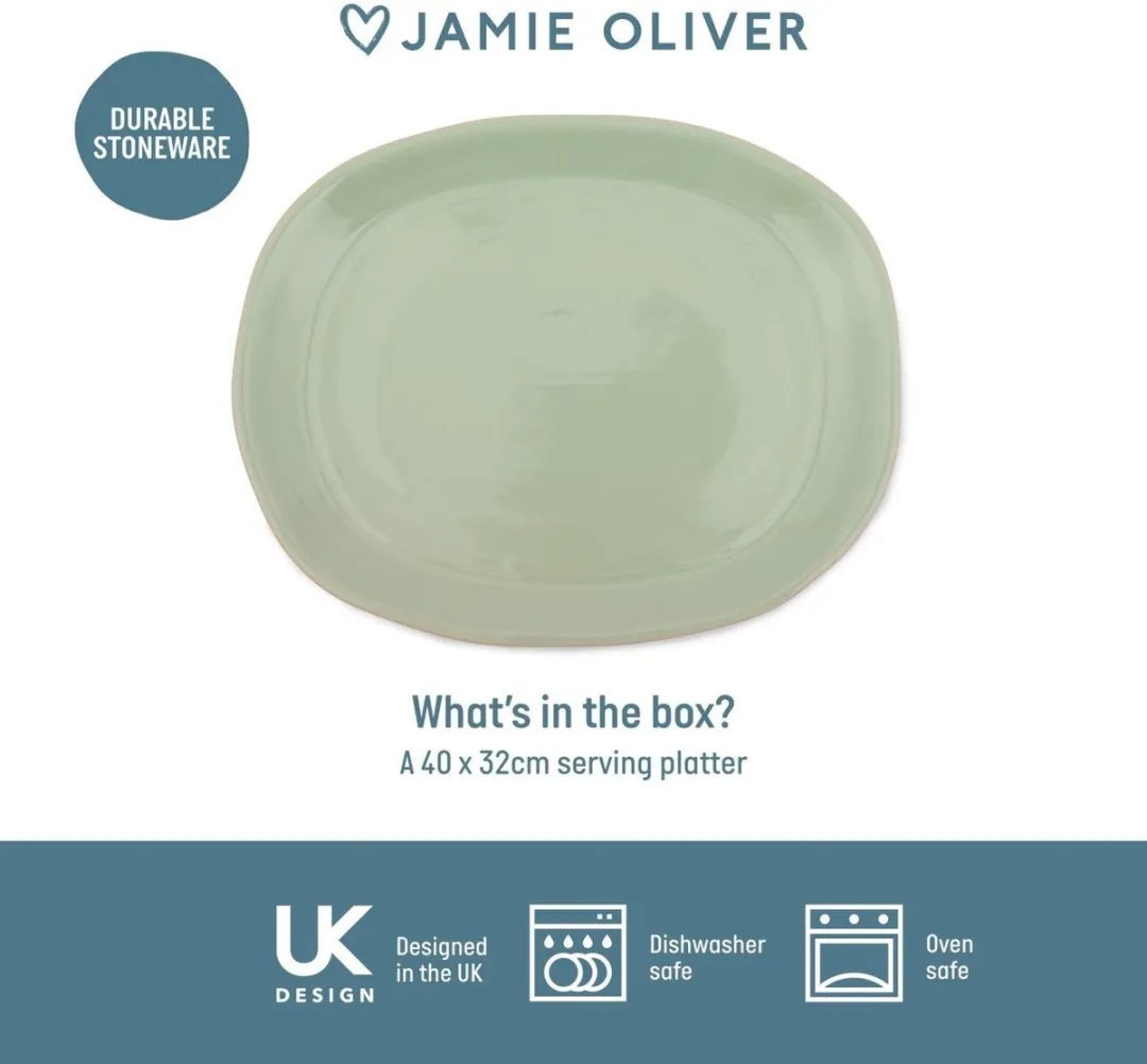 Feast Platter Serveerschaal, Serveerbord, Keramiek, Groen, 41 x 33 x 4 cm - Jamie Oliver | Big Love