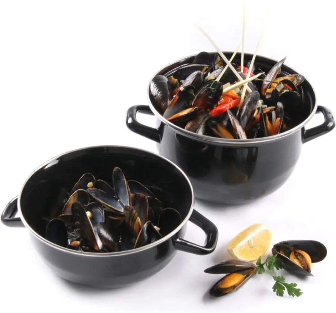 Hendi Geëmailleerde Mosselpan 5L - Ø26cm - Zwart