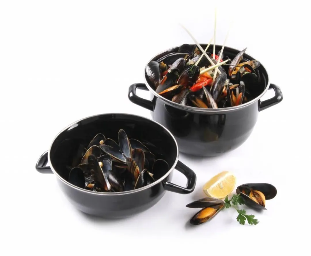 Hendi Geëmailleerde Mosselpan 5L - Ø26cm - Zwart