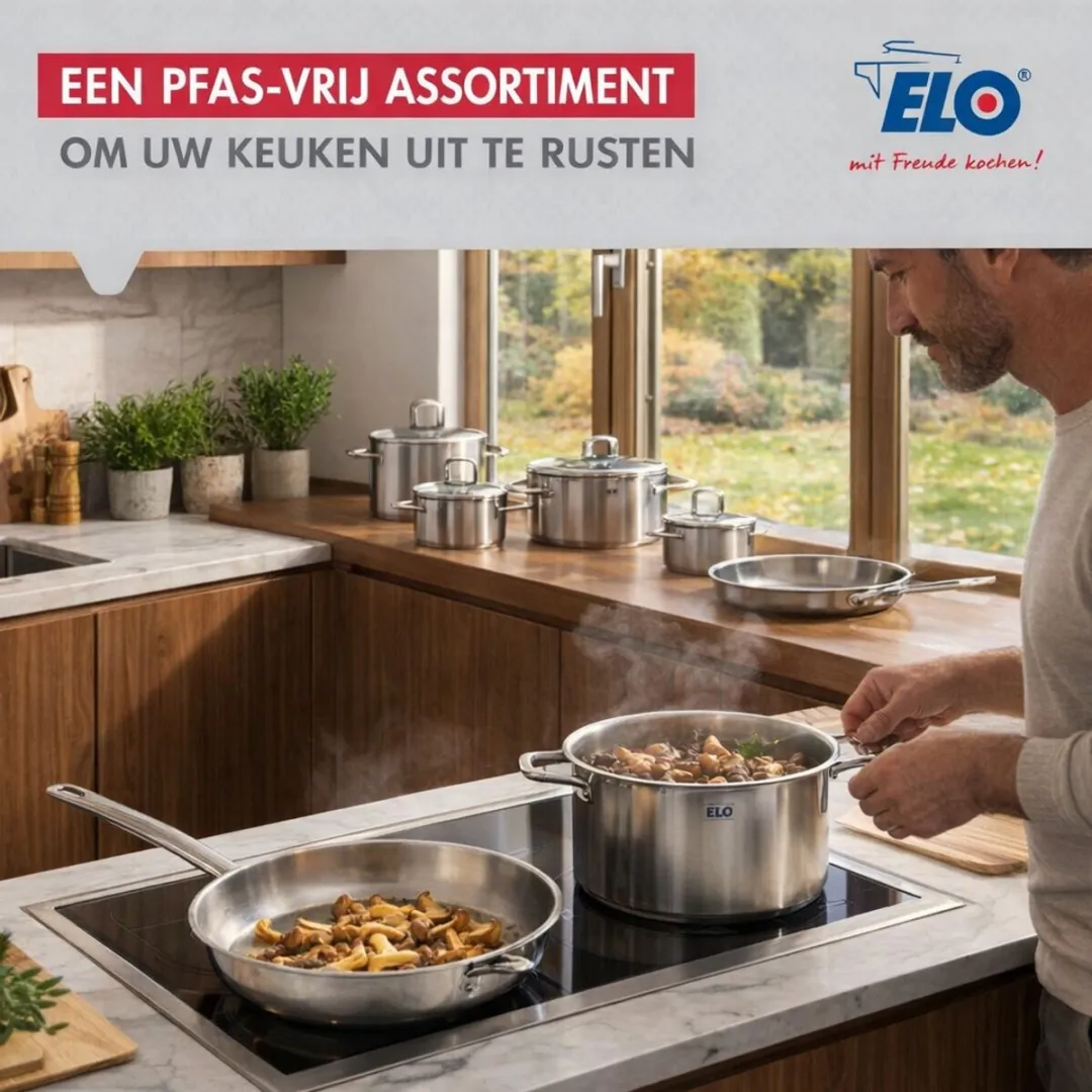 Fackelmann Elo Profi Keukengerei Set 6-delig - 2 Bakpannen 28/32cm & 4 Kookpotten 12-26cm - Roestvrij staal